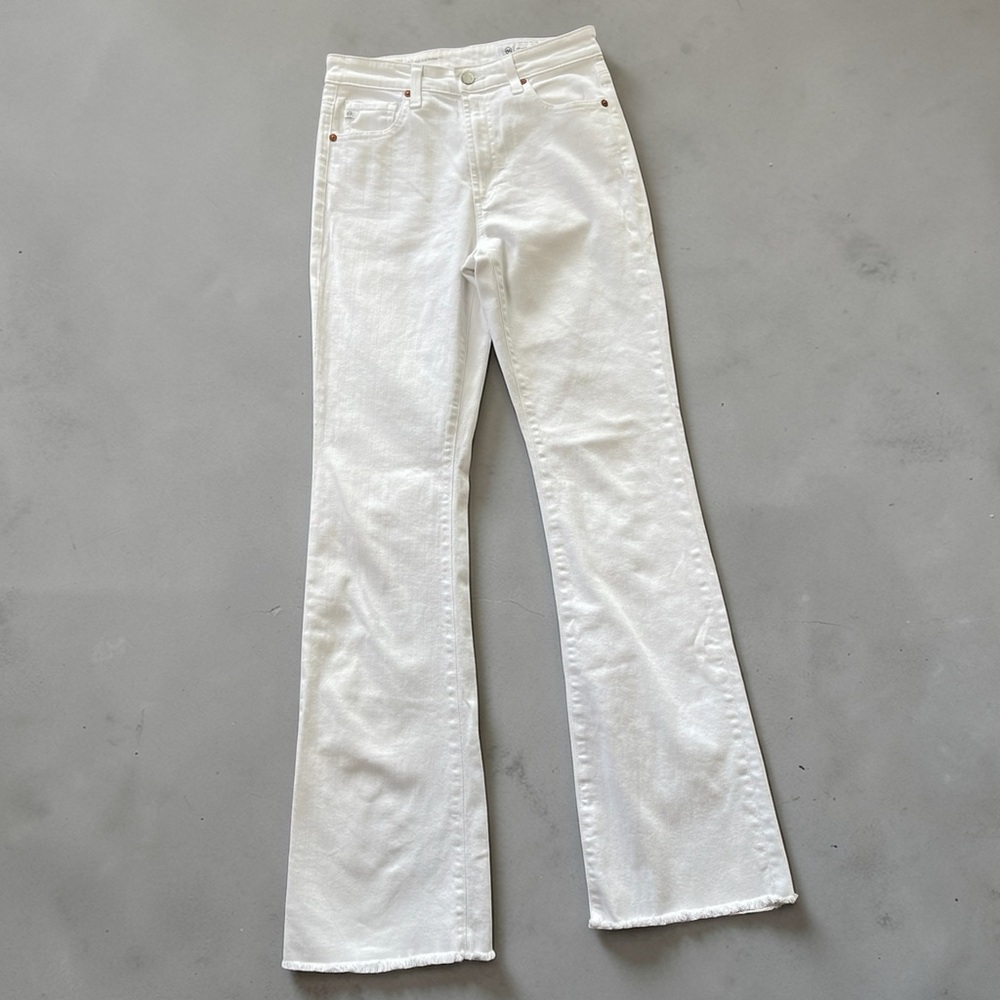 AG Adriano Goldschmied Alexxis Boot HighRise Vintage Fit White Flare Jeans Sz 27